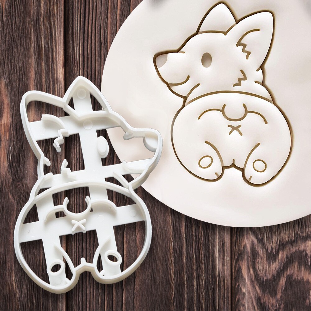 3Pcs/Set Biscuit Baking Tool Cute Funny Corgi Dog Shaped Cookie Cutters Mold Kitchenware Bakeware Tool DIY Mold For kids Hand