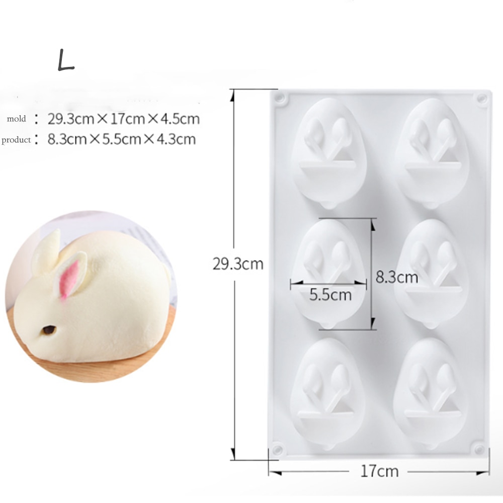 3D 6 Holes Silicone Bunny Mold