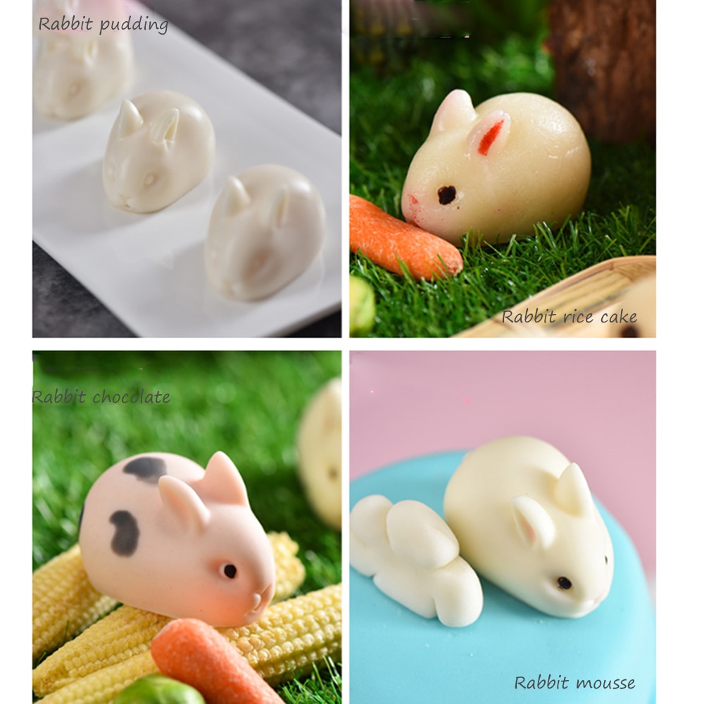 3D Easter Bunny Silicone Molds Rabbit Fondant Mold Mousse Cake Mold French Dessert Baking Pastry Chocolate Pan DIY Decorating