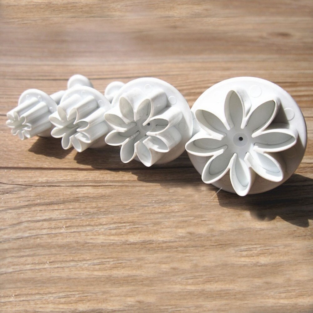 4Pcs Plum Flower Plunger Fondant Mold Cutter Cake Cookie Decorating Fondant Cookie Cutter