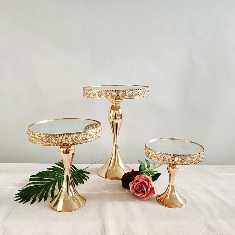 1pcs Gold Round Cupcake Stands Metal Dessert Display Cake Plate