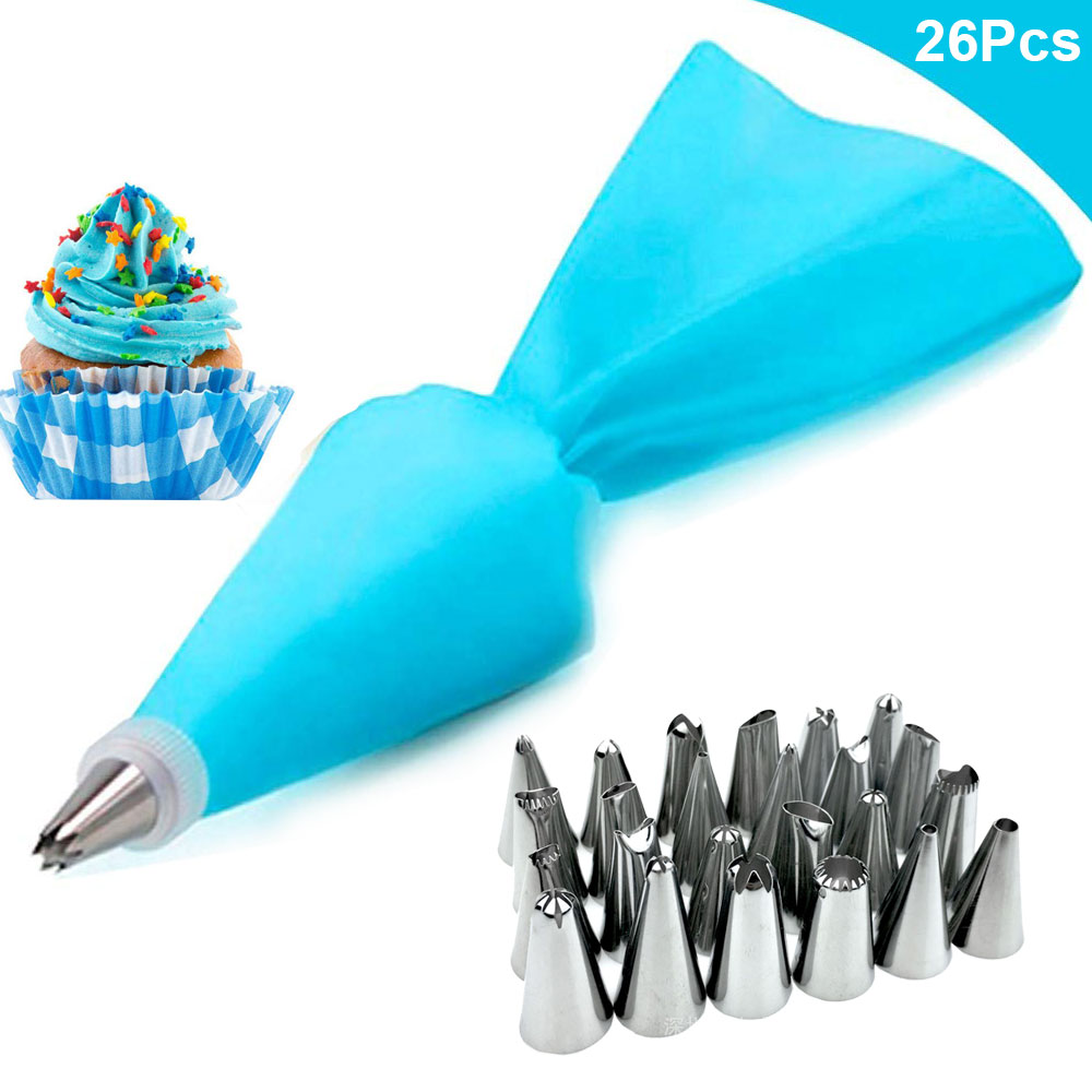 Silicone Pastry Bags with Piping Nozzles