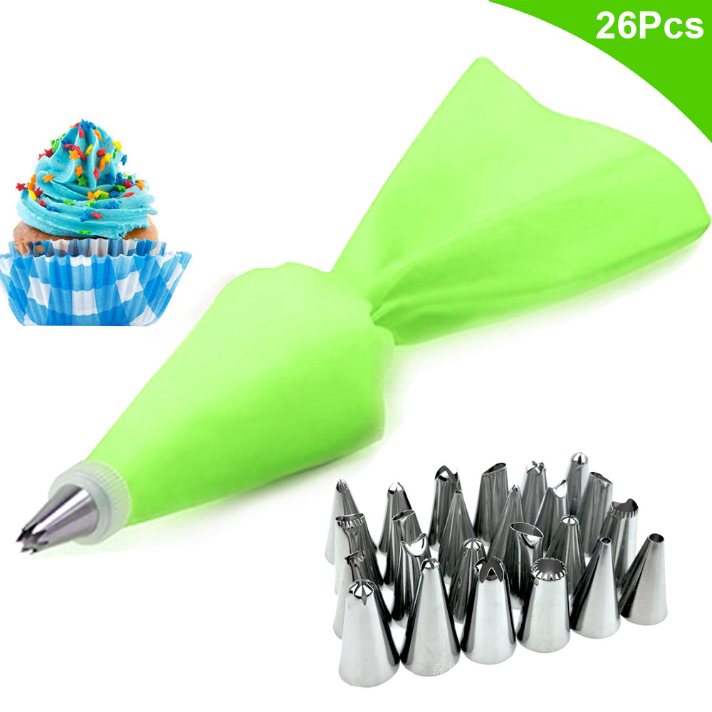 Silicone Pastry Bags with Piping Nozzles