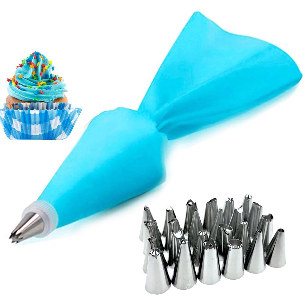 Silicone Pastry Bags with Piping Nozzles