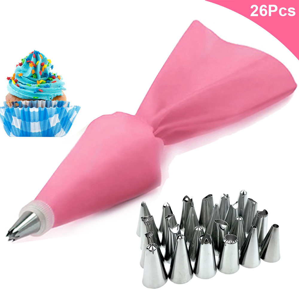 Silicone Pastry Bags with Piping Nozzles