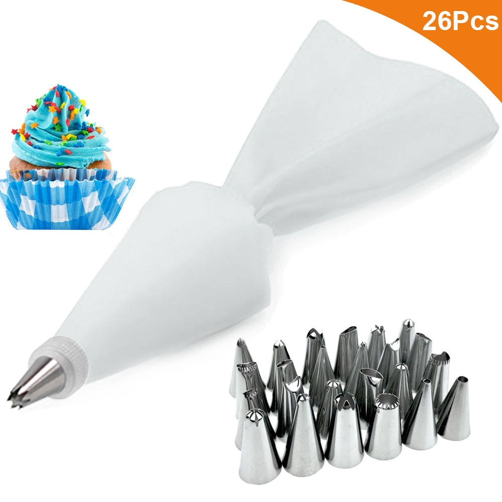 Silicone Pastry Bags with Piping Nozzles