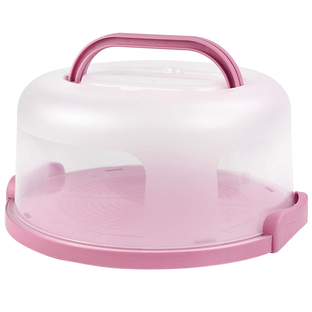 10inch Portable Cake Storage Box Round Pastry Holder Birthday Wedding Kitchen Baking Cupcake Carrier Tray Kitchen Tool