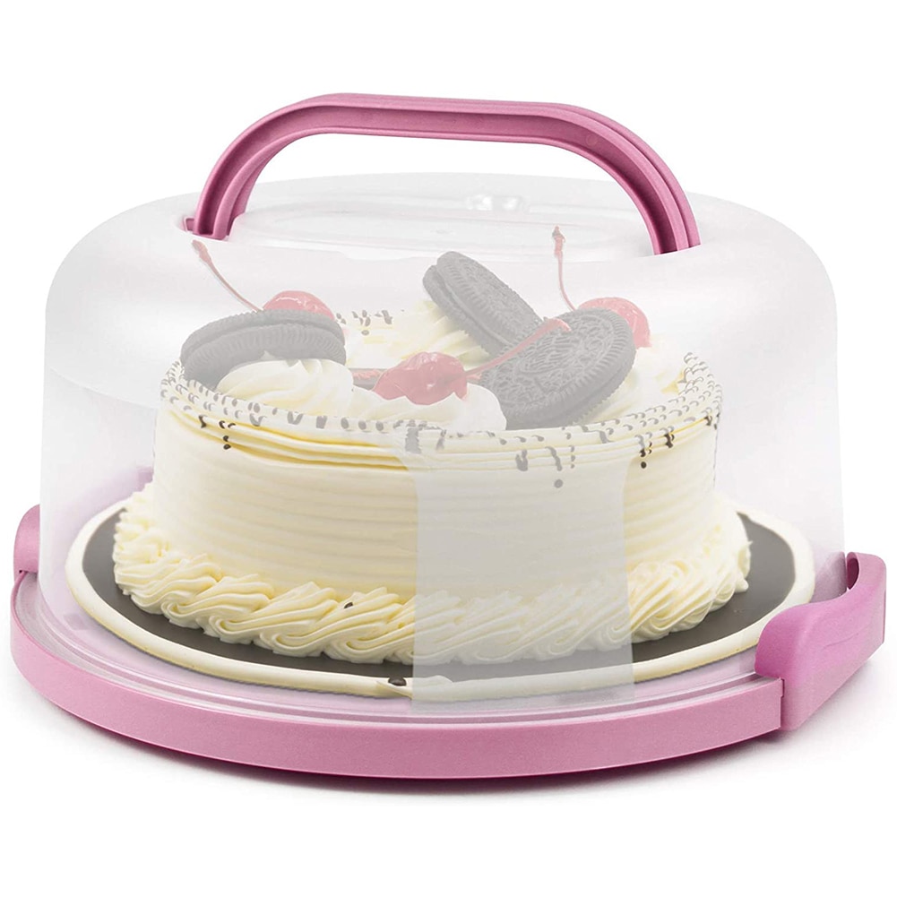 10inch Portable Cake Storage Box Round Pastry Holder Birthday Wedding Kitchen Baking Cupcake Carrier Tray Kitchen Tool