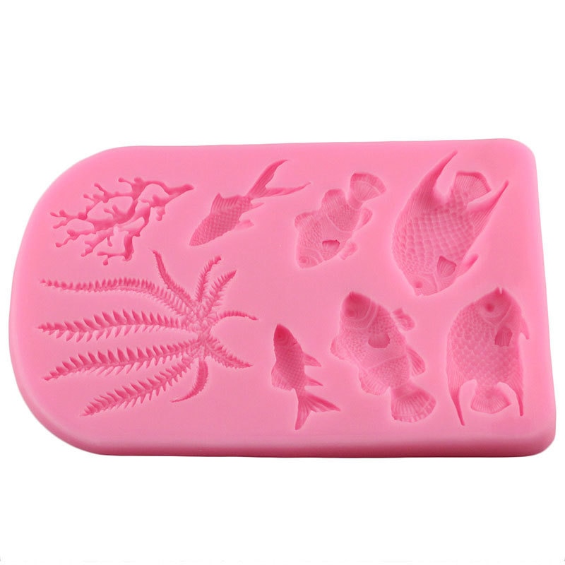 3D Sea Design Coral Seaweed Silicone Mold Fish DIY Cupcake Baking Fondant Cake Decorating Tools Chocolate Candy Clay Mould