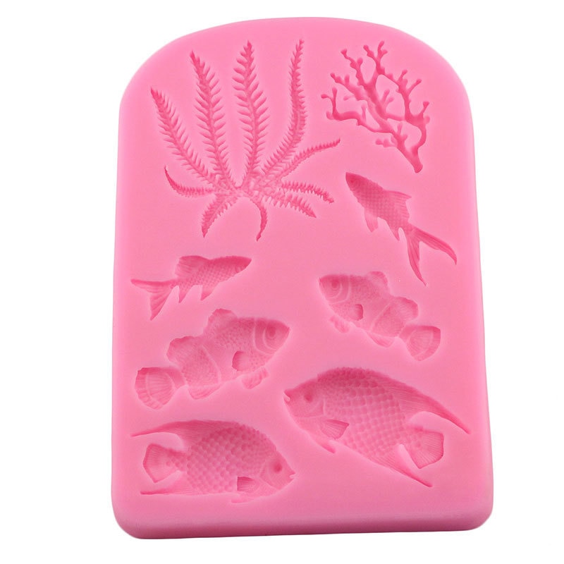 3D Sea Design Coral Seaweed Silicone Mold Fish DIY Cupcake Baking Fondant Cake Decorating Tools Chocolate Candy Clay Mould