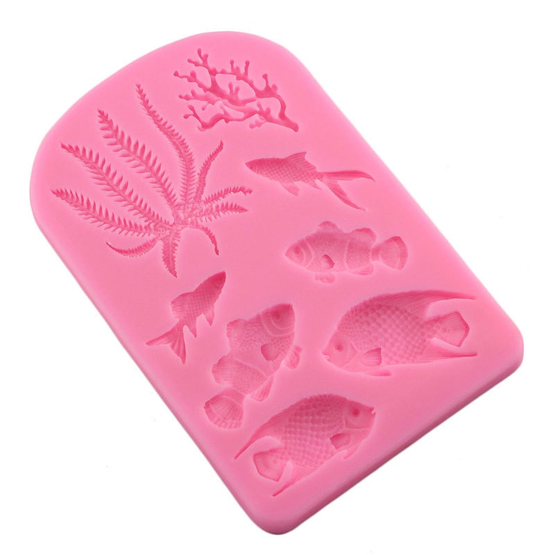 3D Sea Design Coral Seaweed Silicone Mold Fish DIY Cupcake Baking Fondant Cake Decorating Tools Chocolate Candy Clay Mould