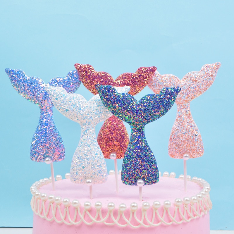 Sequin Mermaid Tail Cake Toppers (3pcs)