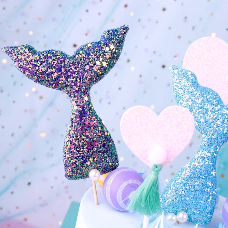 Sequin Mermaid Tail Cake Toppers (3pcs)