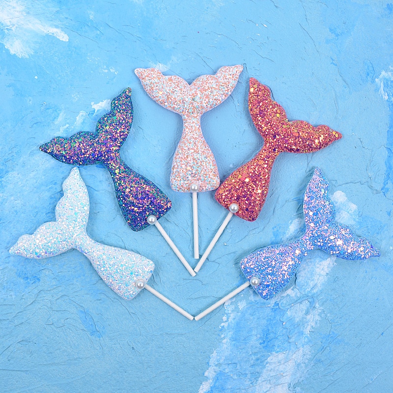 Sequin Mermaid Tail Cake Toppers (3pcs)