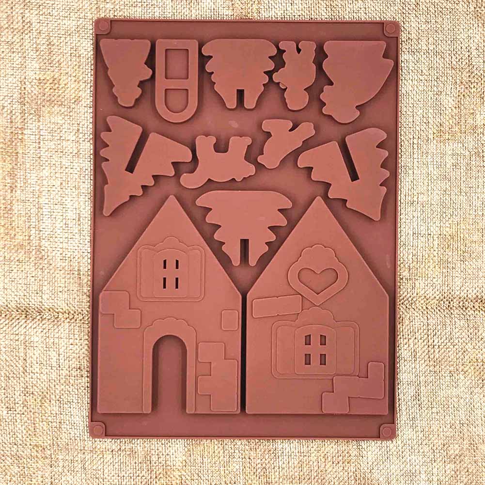 3D Gingerbread House Silicone Mold (2pcs)