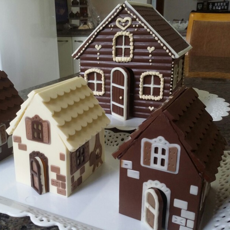 3D Gingerbread House Silicone Mold (2pcs)