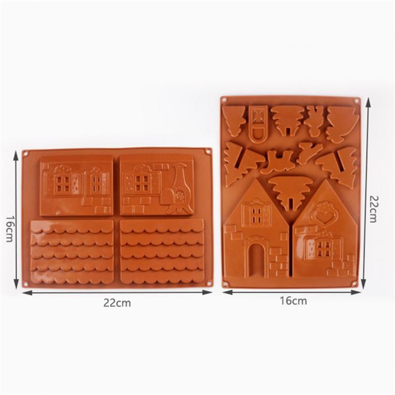 3D Gingerbread House Silicone Mold (2pcs)