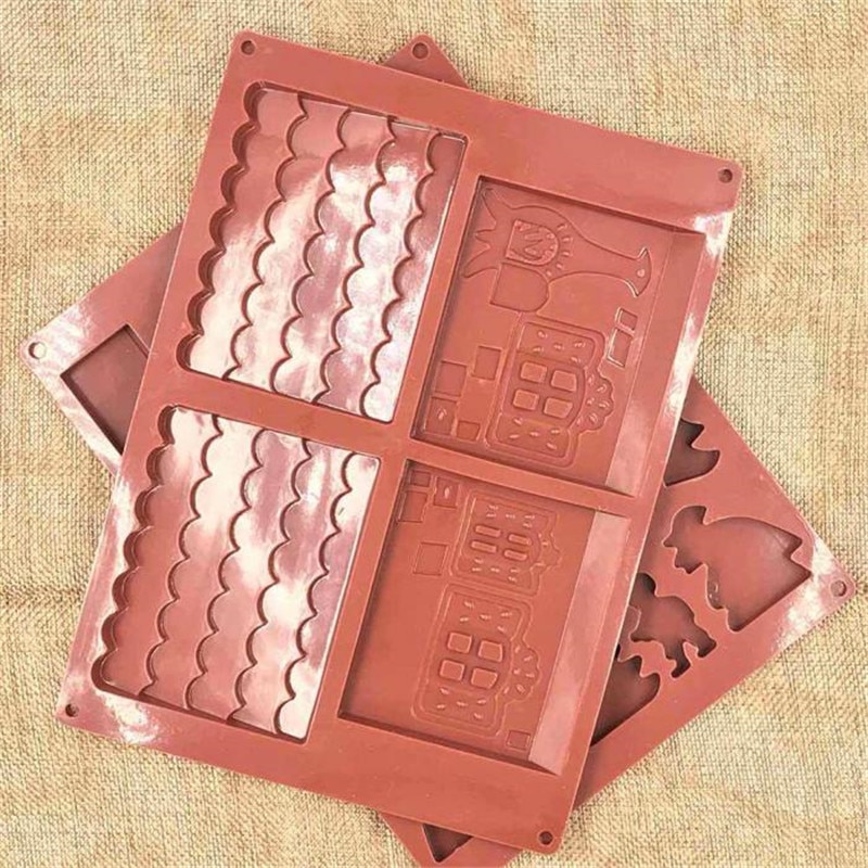 2 Pcs/Set 3D Christmas Silicone Mold Gingerbread House Shape Chocolate Cake Mould DIY Biscuits Cookie Stencil Baking Tools