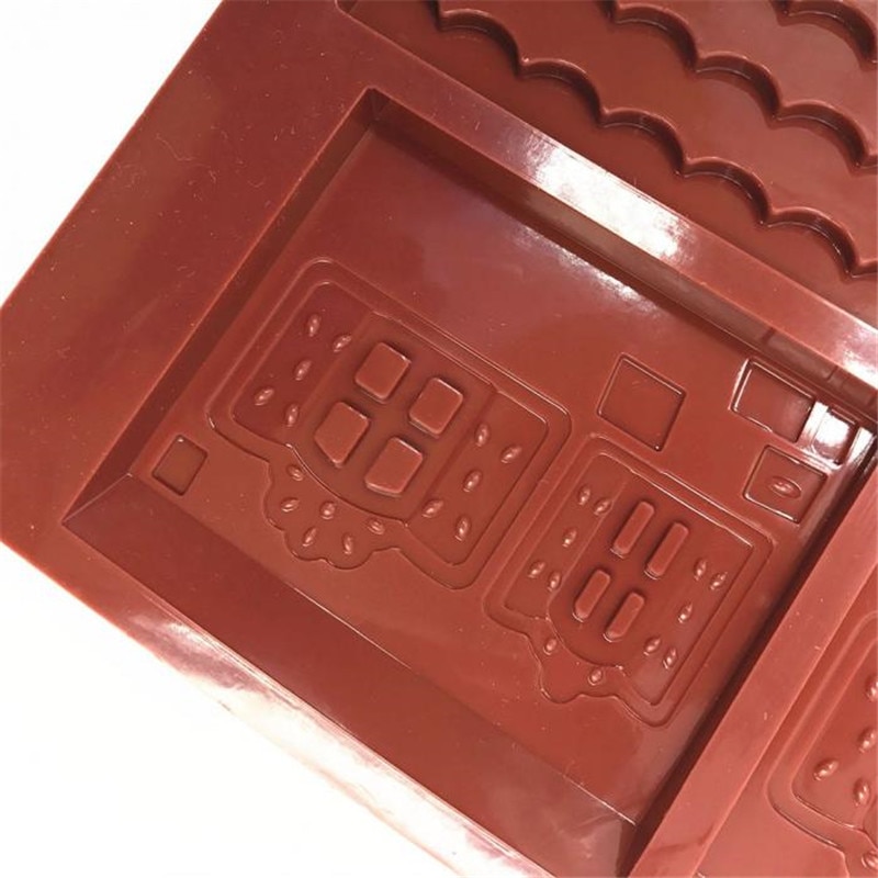 2 Pcs/Set 3D Christmas Silicone Mold Gingerbread House Shape Chocolate Cake Mould DIY Biscuits Cookie Stencil Baking Tools