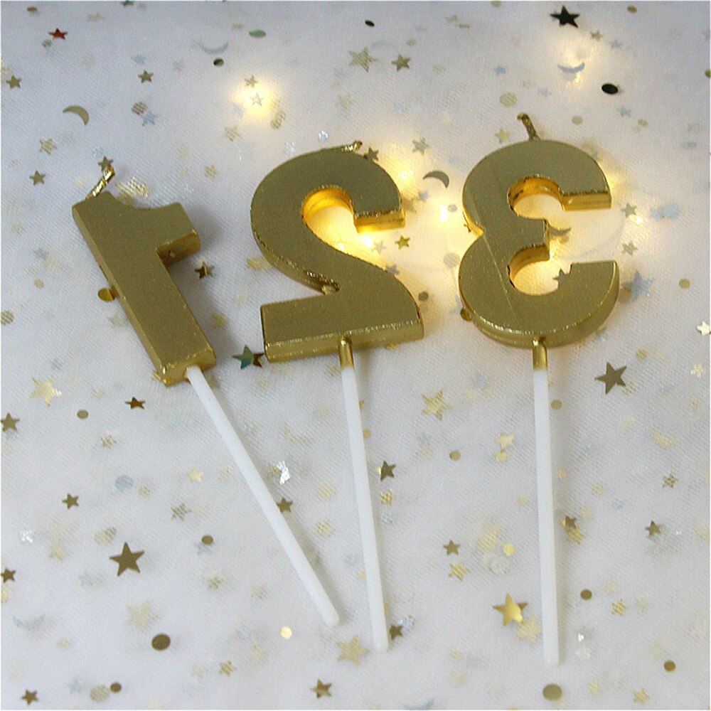 Birthday Candles 1 2 3 4 5 6 7 8 9 0 Gold Kids Birthday Candles for Cake Party Supplies Decoration Cake Candles