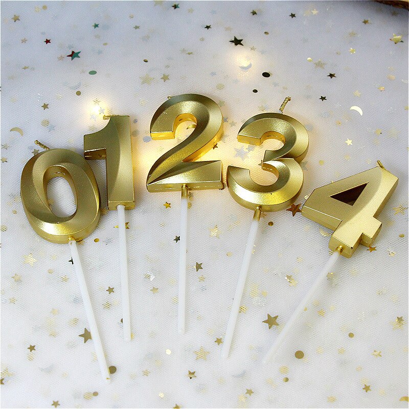 Birthday Candles 1 2 3 4 5 6 7 8 9 0 Gold Kids Birthday Candles for Cake Party Supplies Decoration Cake Candles