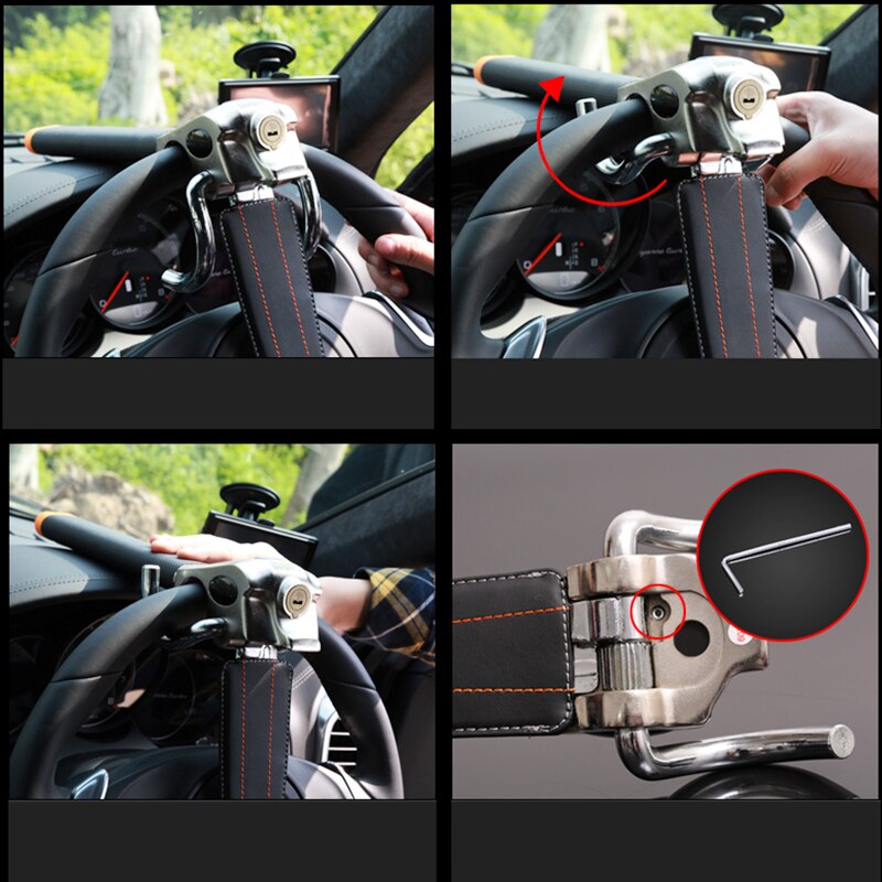 Car Steering Wheel Anti-Theft Lock Foldable Security Car Lock Auto Steering Lock Protection T-Locks Rotary Alloy Car Accessories