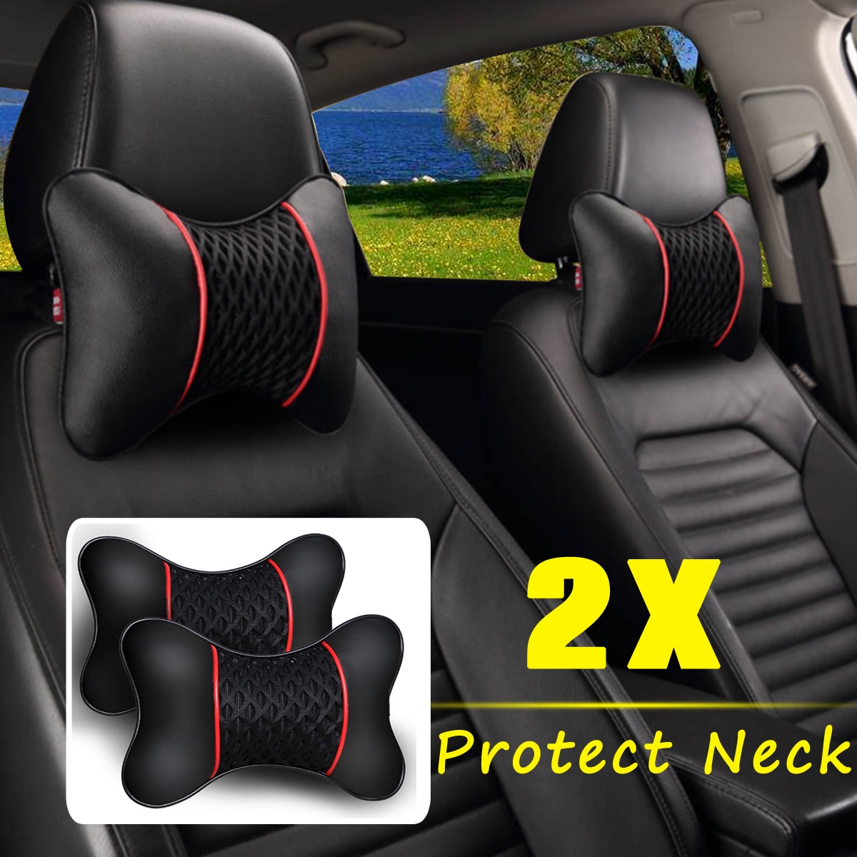 Soft Car Neck Rest Pillows (2 Pcs)