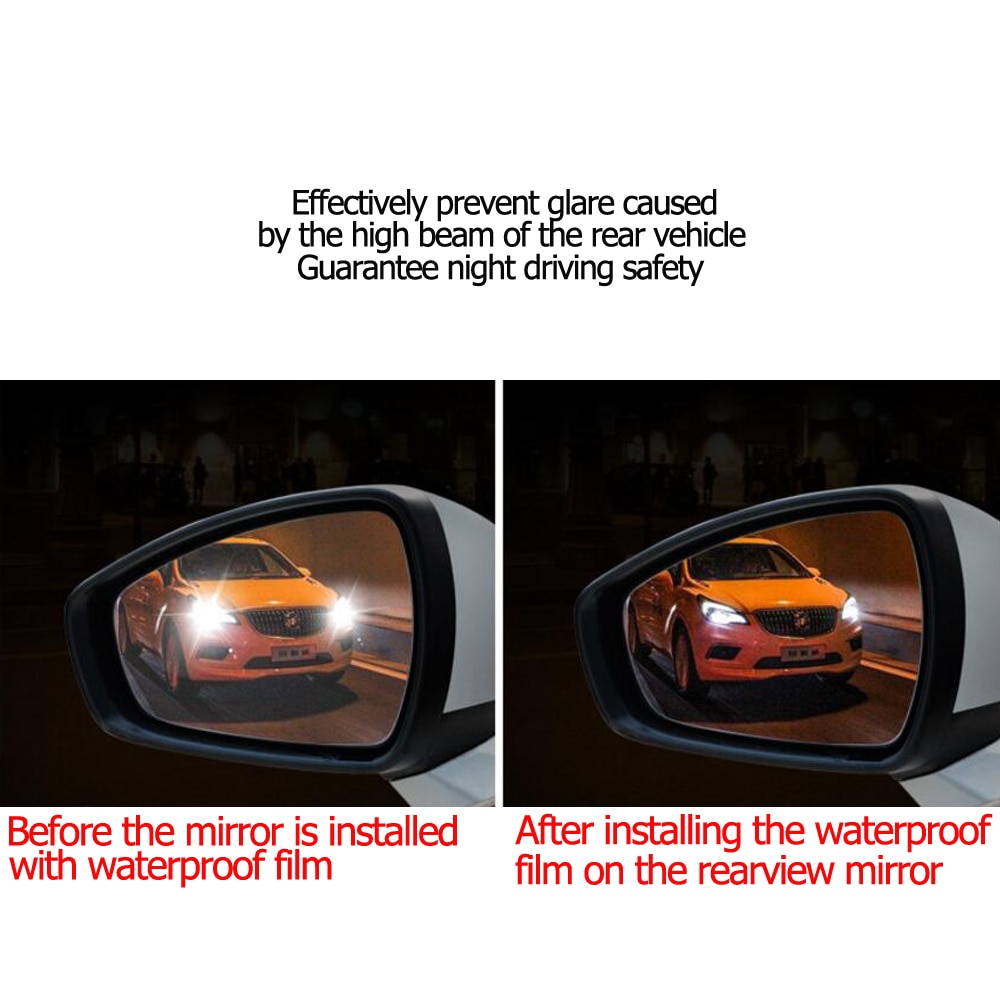 Anti Fog Car Sticker Car Mirror Window Clear Film Car Rearview Mirror Protective Film Waterproof 2 Pcs/Set