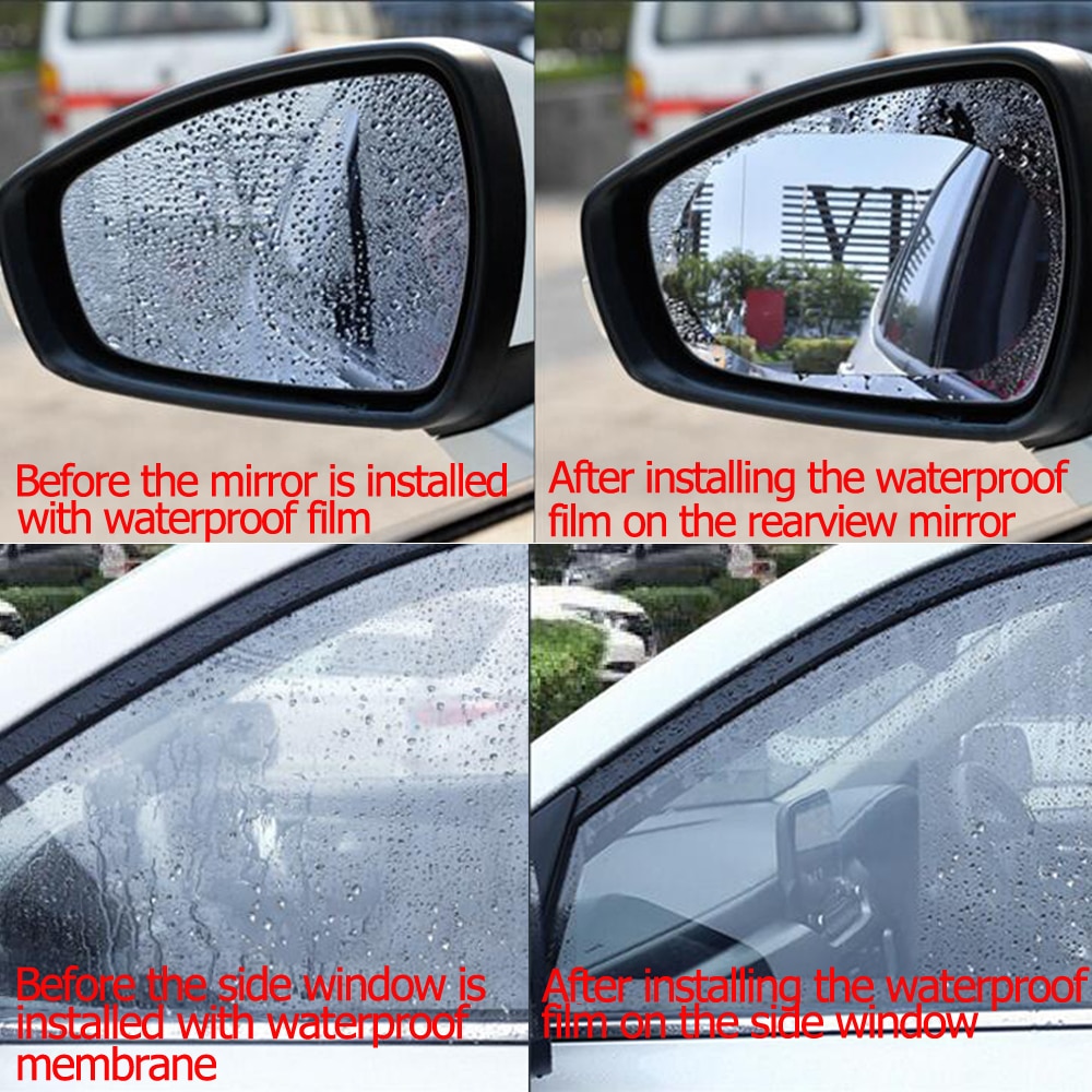 Anti Fog Car Sticker Car Mirror Window Clear Film Car Rearview Mirror Protective Film Waterproof 2 Pcs/Set