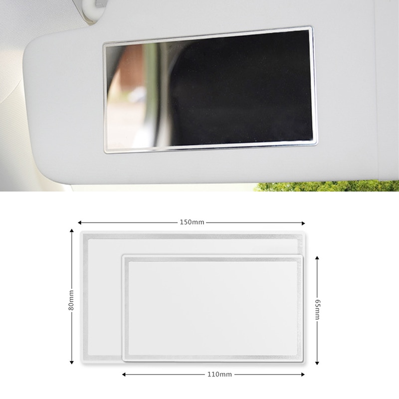 Car Interior Mirror Rearview Adhesive Back Stainless Steel Visor Decorative Makeup Cosmetic Mirrors For Sun Visor Car-styling