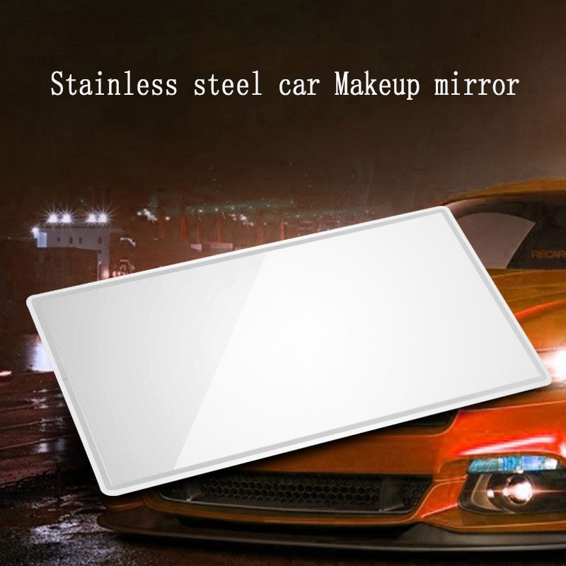 Car Interior Mirror Rearview Adhesive Back Stainless Steel Visor Decorative Makeup Cosmetic Mirrors For Sun Visor Car-styling