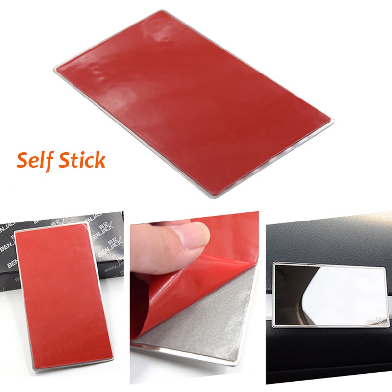 Car Interior Mirror Rearview Adhesive Back Stainless Steel Visor Decorative Makeup Cosmetic Mirrors For Sun Visor Car-styling