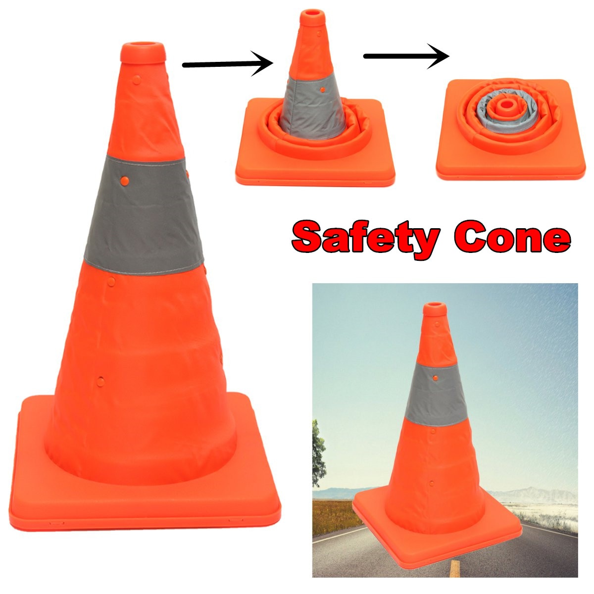 40CM Folding Collapsible Orange Road Safety Cone Traffic Pops Up Parking Multi Hot Sale