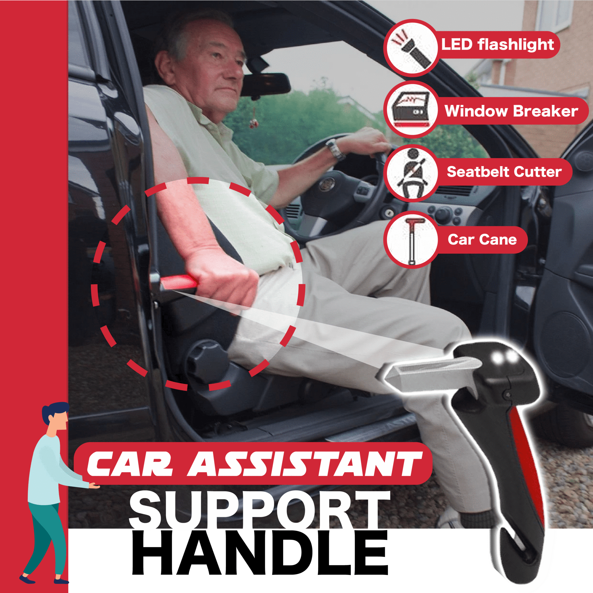 4 in 1 Elderly Assist Handy Bar for Car