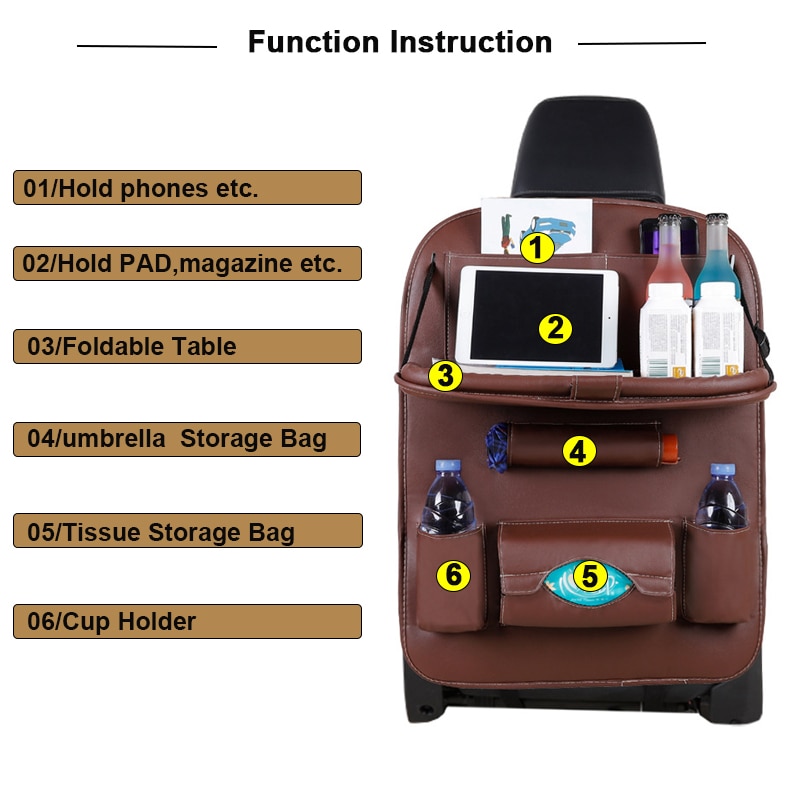 Car Seat Back Organizer Storage Bag