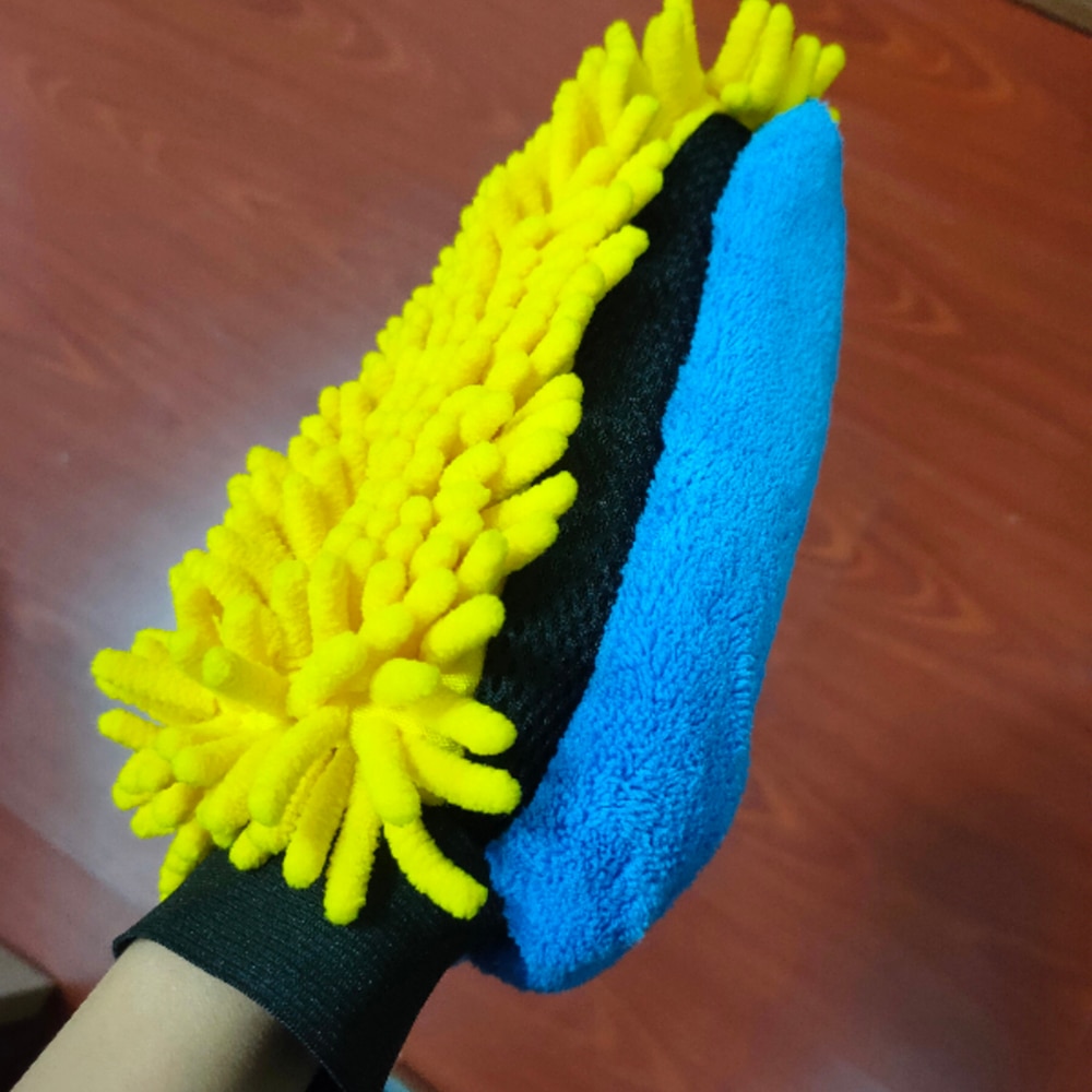 Car Wash Glove Coral Mitt Soft Anti-scratch for Car Wash Multifunction Thick Cleaning Glove Car Wax Detailing Brush Color Random