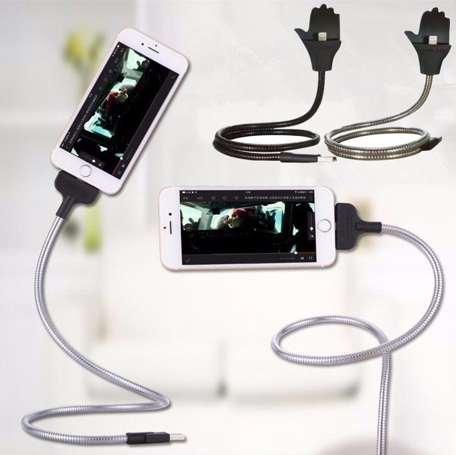 Flexible USB Cable Smartphone Holder 2in1