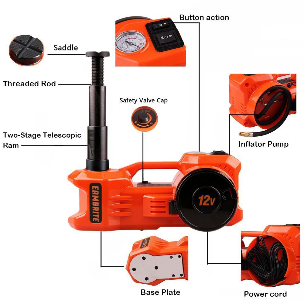 12V Electric Hydraulic Floor Jack Set with Impact Wrench