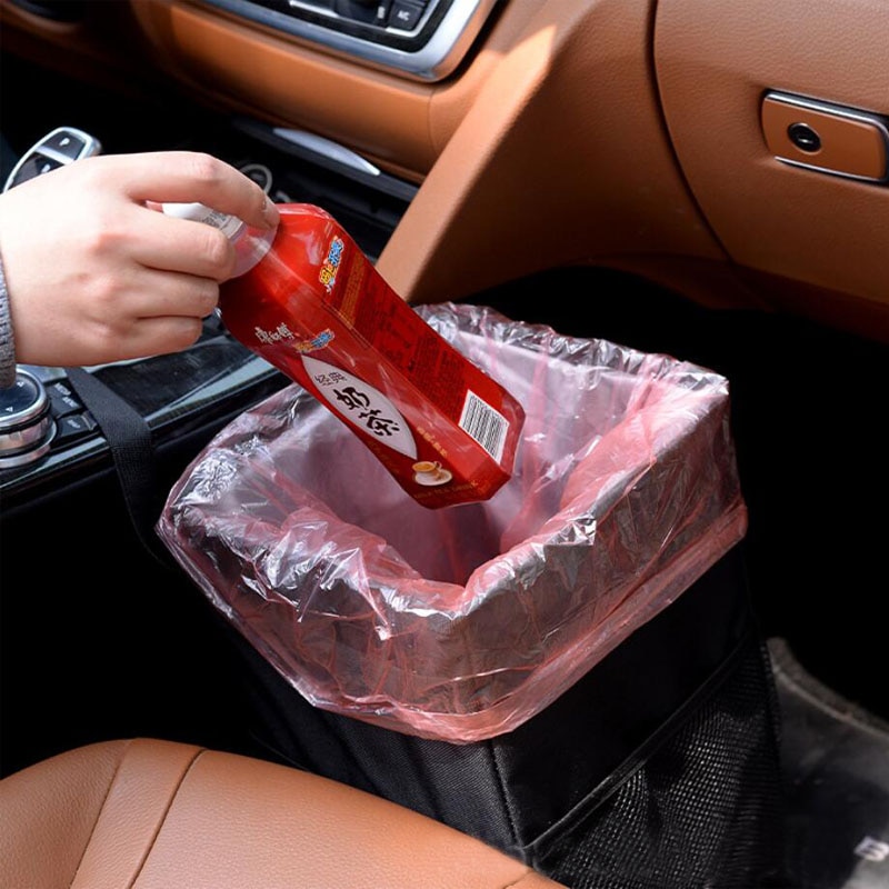 Waterproof Car Trash Can Bin Auto Car Accessories Organizer Garbage Dump For Trash Can Cars Storage Pockets Closeable Portable