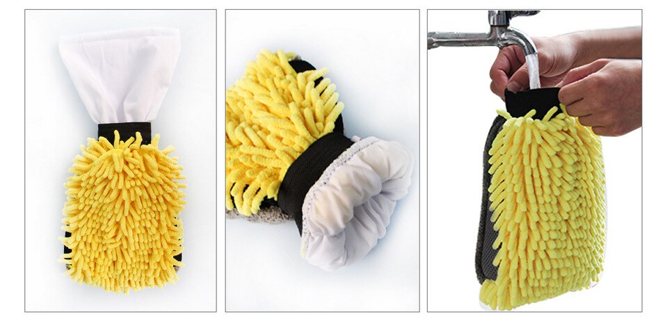 Waterproof Car Wash Microfiber Chenille Gloves Thick Car Cleaning Mitt Wax Detailing Brush Auto Care Double-faced Glove