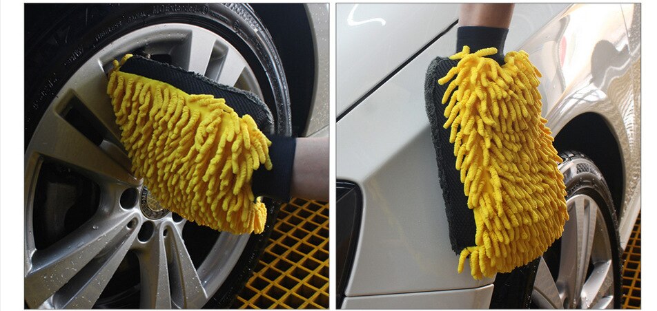 Waterproof Car Wash Microfiber Chenille Gloves Thick Car Cleaning Mitt Wax Detailing Brush Auto Care Double-faced Glove