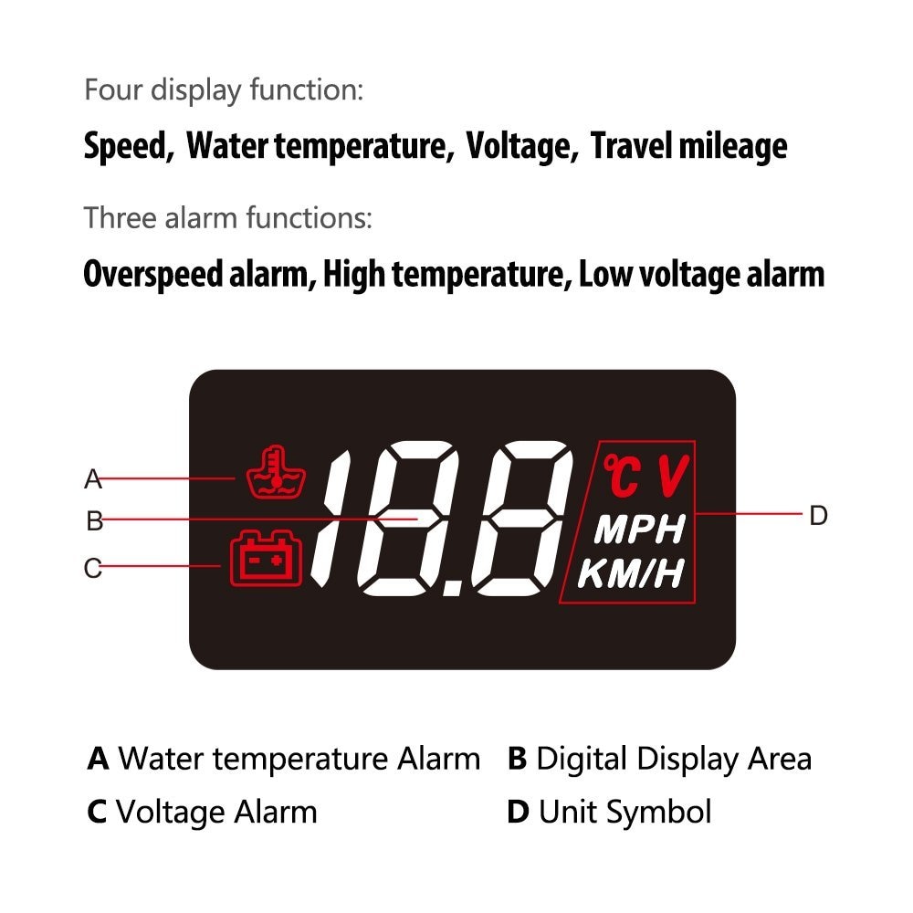 Car Head Up Display Windshield Warning System