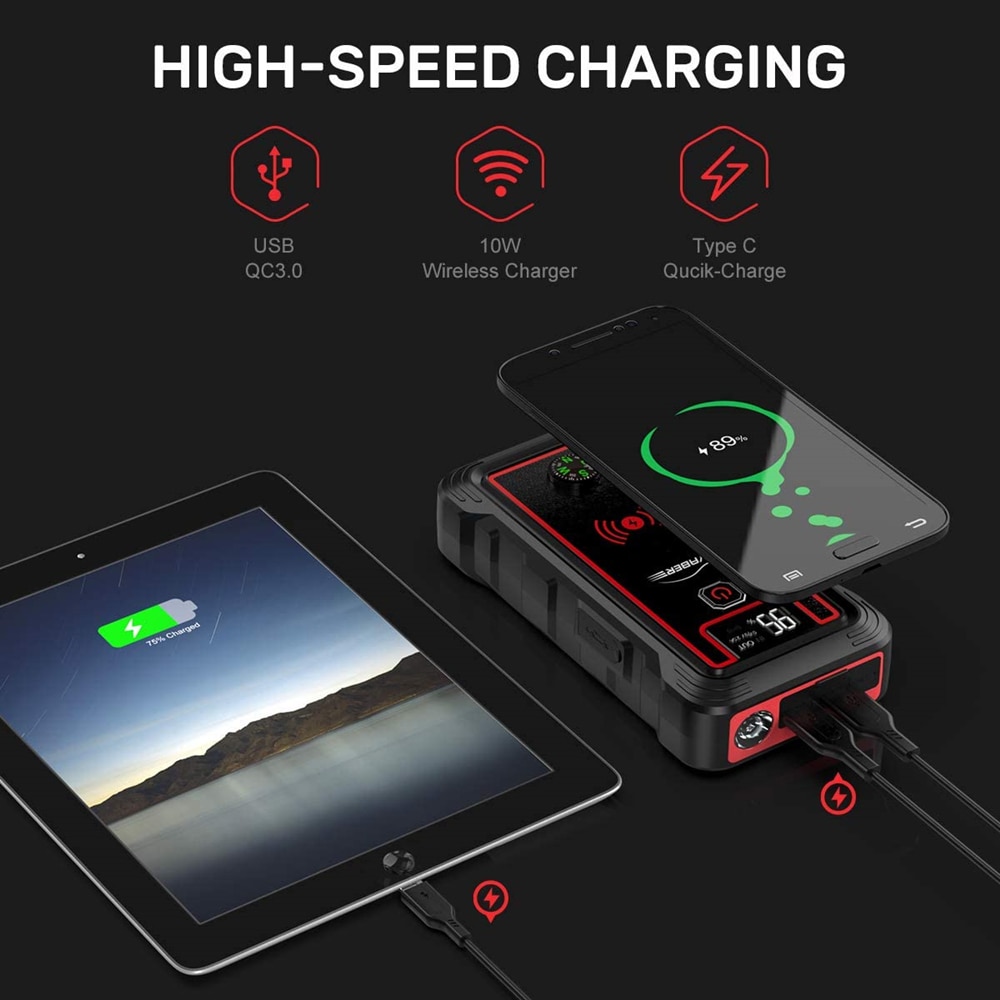 Car Jump Starter Powerbank with LCD Screen