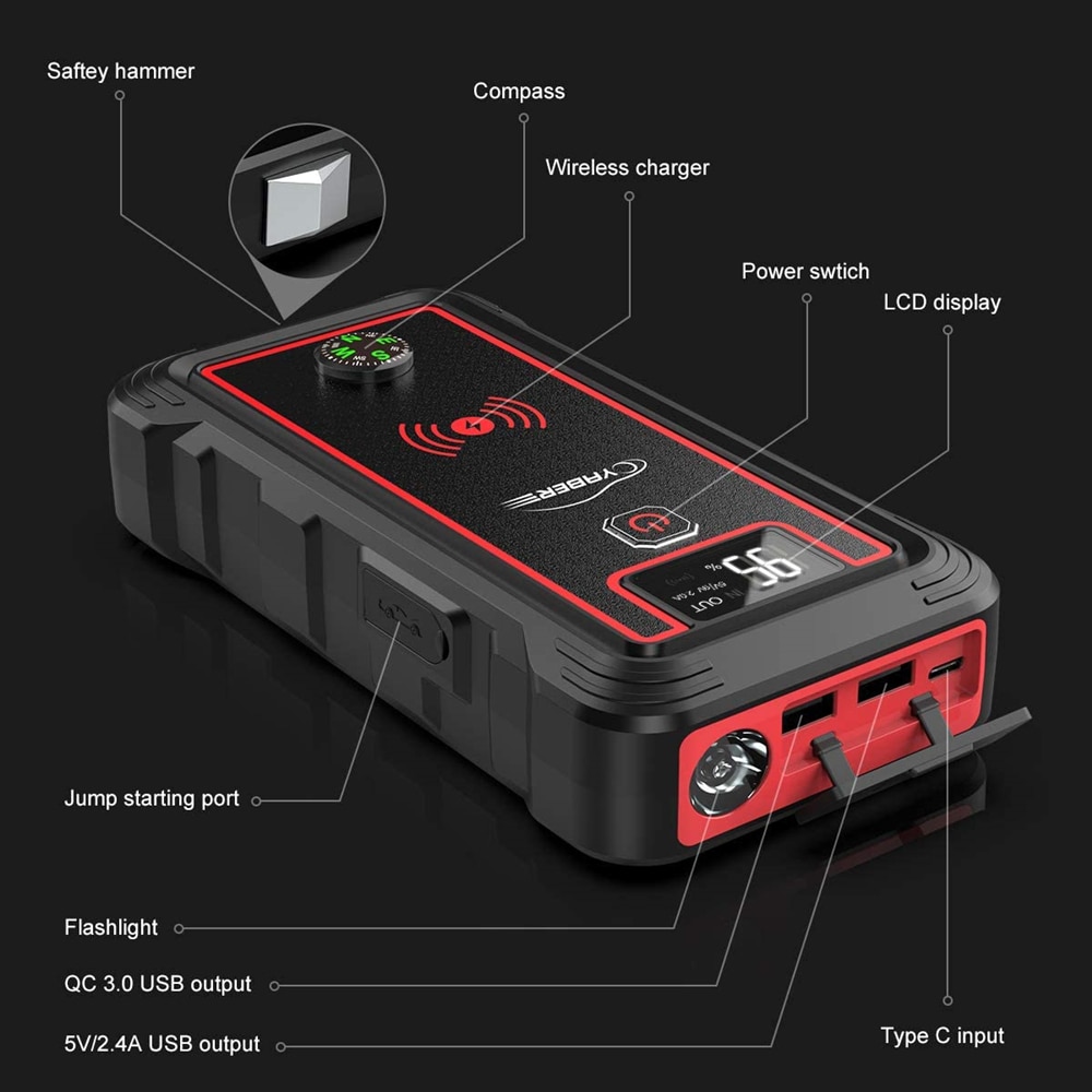 Car Jump Starter Powerbank with LCD Screen