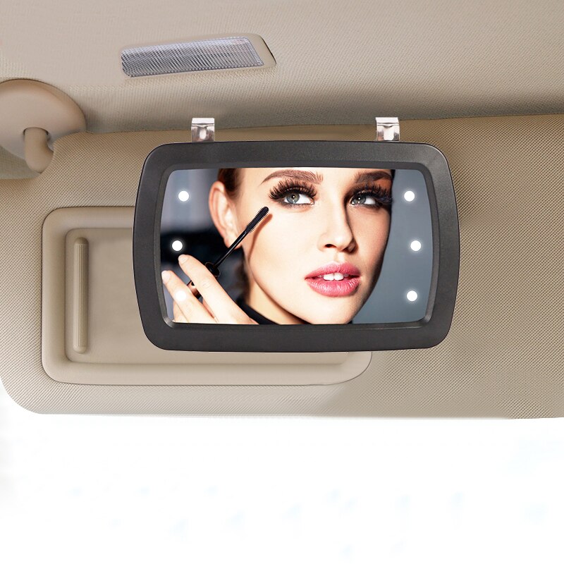 Universal LED Car Interior Mirror Touch Switch Makeup Mirror Sun Visor High Clear Interior HD Mirror 170*110mm-no battery