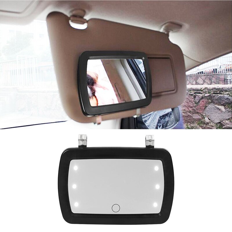 Universal LED Car Interior Mirror Touch Switch Makeup Mirror Sun Visor High Clear Interior HD Mirror 170*110mm-no battery