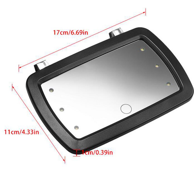 Universal LED Car Interior Mirror Touch Switch Makeup Mirror Sun Visor High Clear Interior HD Mirror 170*110mm-no battery