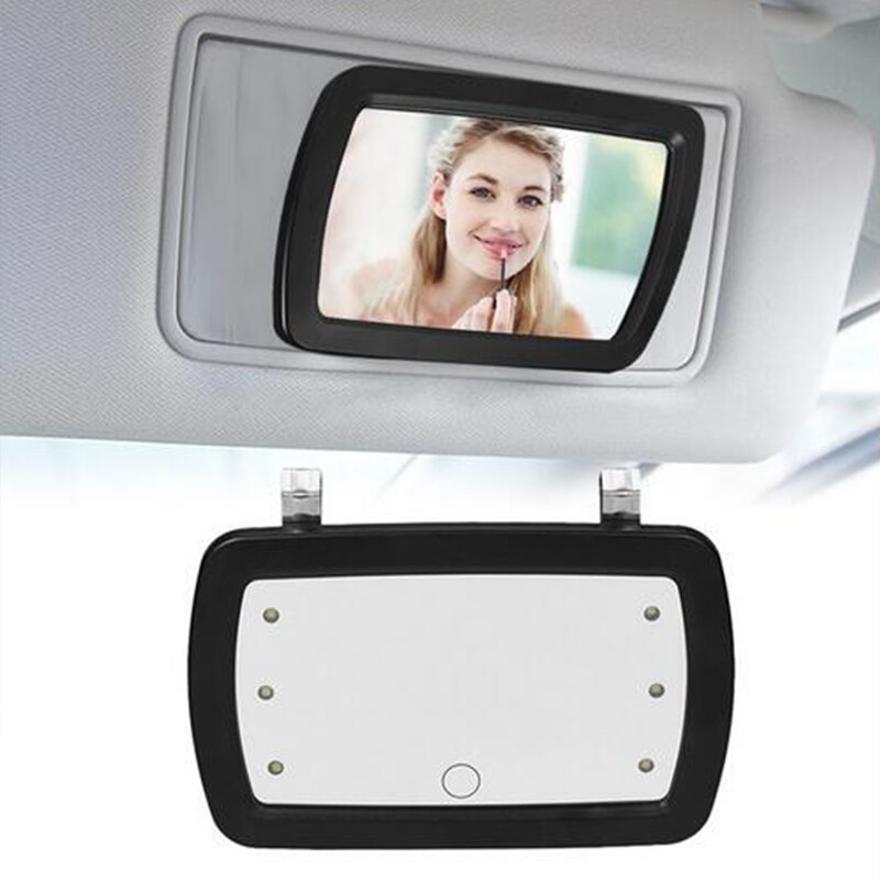 Universal LED Car Interior Mirror Touch Switch Makeup Mirror Sun Visor High Clear Interior HD Mirror 170*110mm-no battery