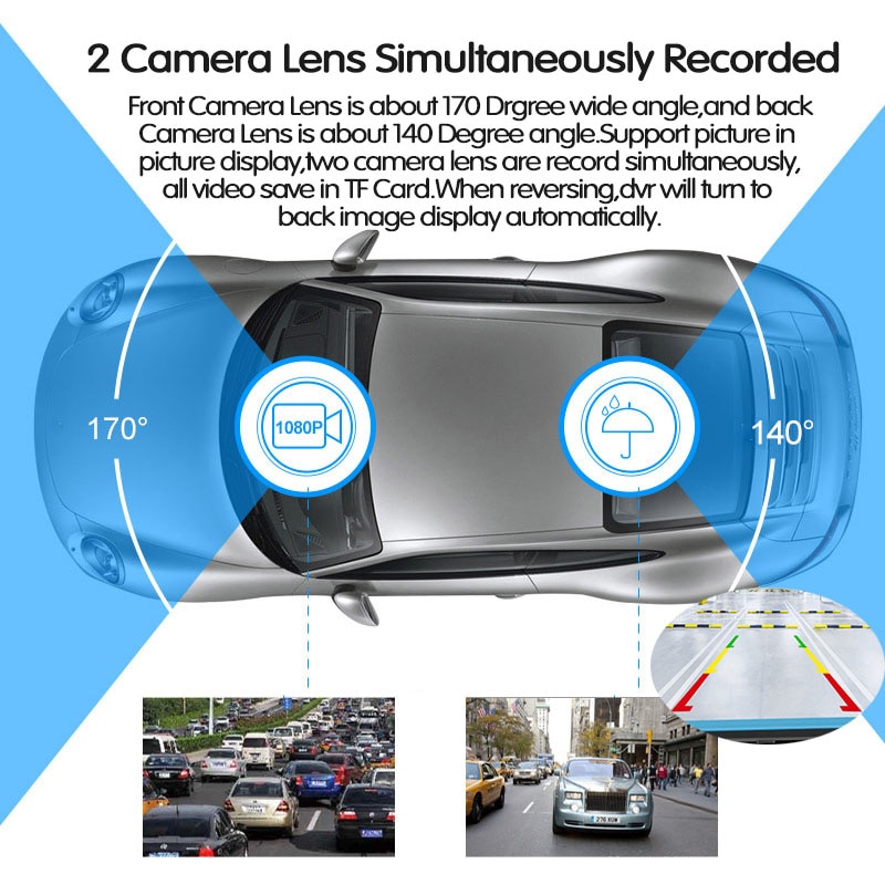 Dual Dash Cam Touch Screen Recorder