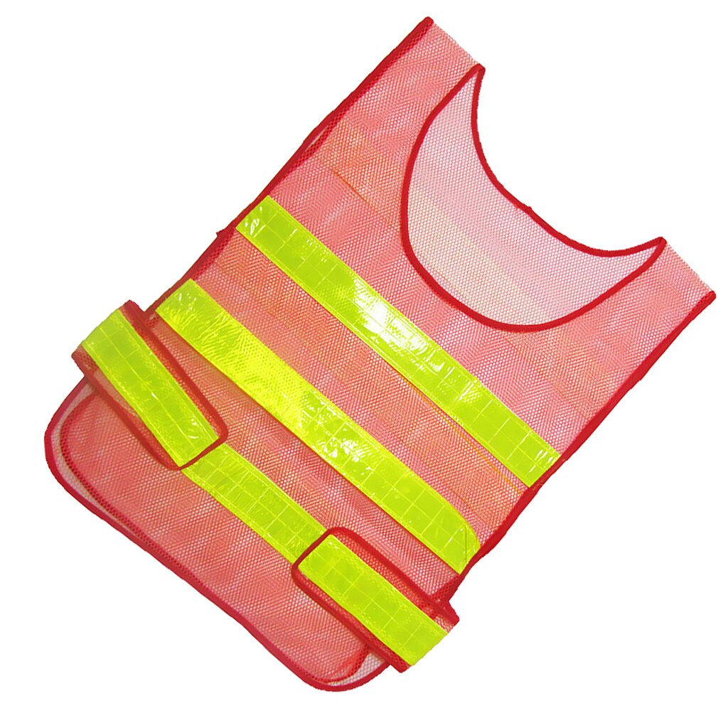 Adjustable Security Safety Vest Jacket Reflective Strips Outdoor Wear -Red